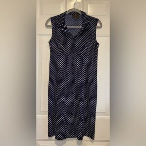 Fenn Wright Manson Button Down Knee Length Dress Polka Dot Size 8 Black White